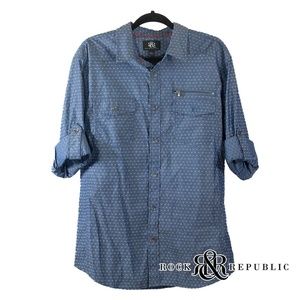 Rock & Republic Mens Button Casual Button Up Shirt Size L